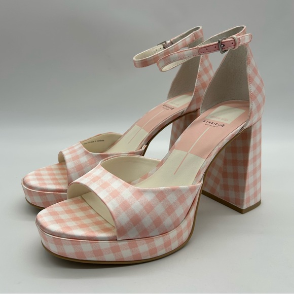 Dolce Vita Byrdie Golf Pink Gingham Platform Heels | 90s Style | Size 8.5 NWB - Picture 5 of 15